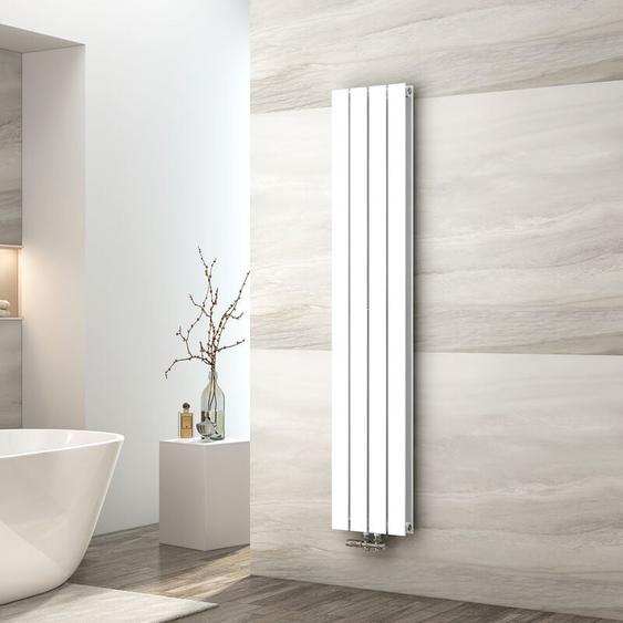 Emke - Radiateur à Eau Chaude, Radiateur plat Double couche connexion centrale, Montage mural vertical design, Blanc 160x30cm
