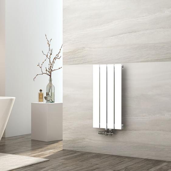Radiateur à Eau Chaude, Radiateur plat seule couche connexion centrale, Montage mural vertical design, Blanc 60x30cm - Emke