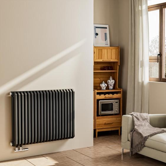 EMKE Radiateur design en forme de D 600x840mm 1383W Red Dot Award Winner Anthracite - Montage horizontal, pour 18,4 m², salle de bain & salon sans radiateur