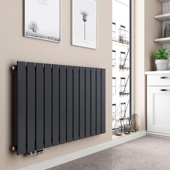 Emke - Radiateur eau chaude en acier Mural Anthracite 63x100cm 730W Simple Couche