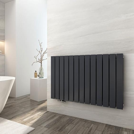 EMKE Radiateur eau chaude en acier Radiateur Double couche Tube plat Montage mural Anthracite 63x100cm
