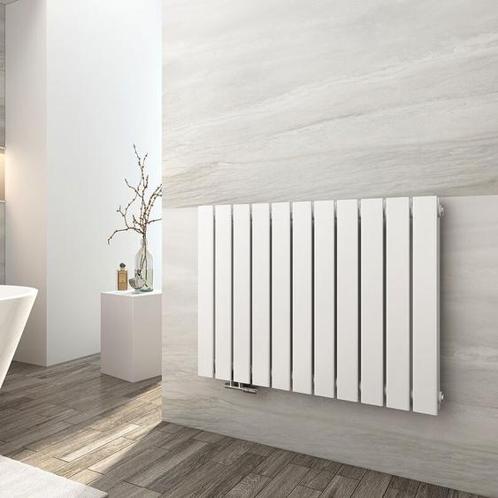 Radiateur eau chaude en acier Radiateur Double couche Tube plat Montage mural Blanc 63x85cm - Emke