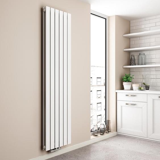 EMKE Radiateur vertical Design Panneau de chauffage 1800x460mm Blanc Plat Double couche Raccord central Chauffage, 1670W sans thermoplongeur