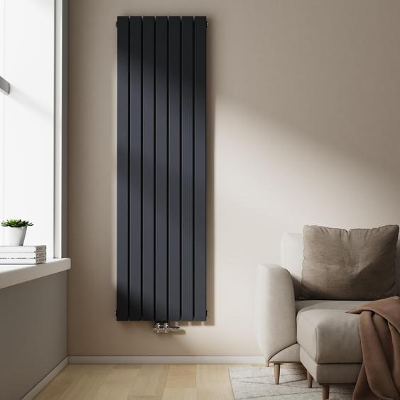 Radiateur EMKE Radiateur à panneaux design vertical 1800 x 538 mm anthracite Double couche plat Raccord central, 1895 W sans thermoplongeur