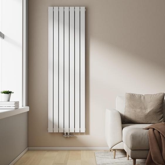EMKE Radiateur vertical Design Panneau de chauffage 1800x540mm Blanc Plat Double couche Raccord central Chauffage, 1949W sans thermoplongeur