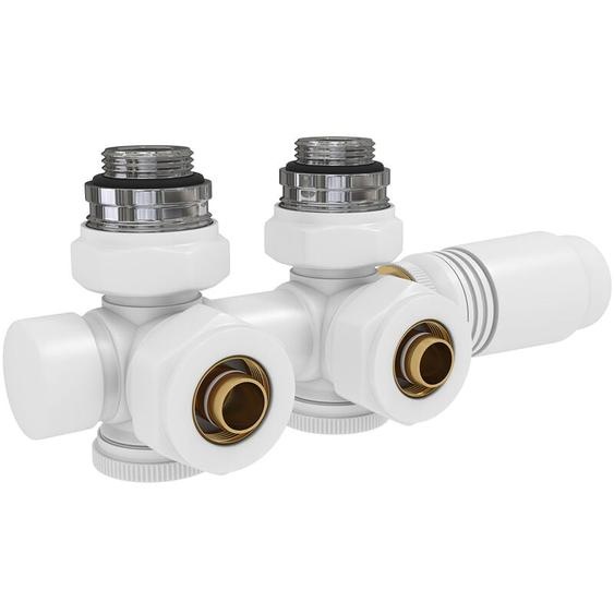 EMKE Robinet de Radiateur, Robinetterie dAngle, Robinet Thermostatique pour Radiateur, Kit Multibloc pour Radiateur avec Contrôleur de Température