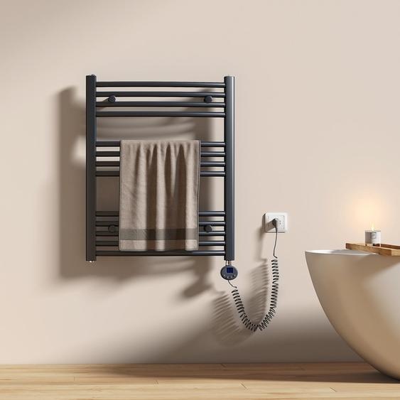 EMKE Sèche-serviettes électrique 75 x 60 cm 300 W anthracite courbé Radiateur de salle de bainWi-Fi Thermostat intelligent Sèche-serviettes