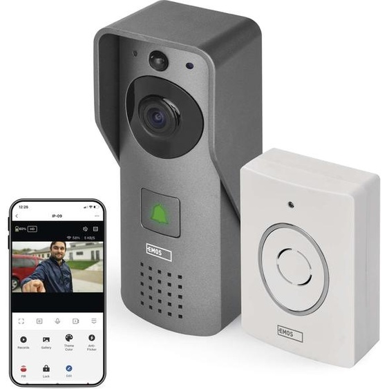 EMOS GoSmart Home Sonnette vidéo sans fil IP-09C avec Wi-Fi, H4031