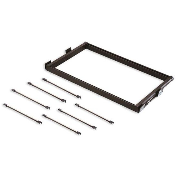 Emuca Kit de 7 tringles à pantalon et cadre coulissant pour armoires Moka, fermeture souple, réglable, module 600mm, Aluminium et
