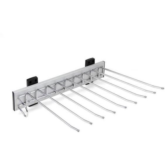 Emuca Porte-pantalons Self à montage latéral pour armoire, Gauche, Chromé, Acier et Plastique et Aluminium.