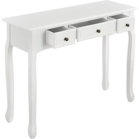 [en.casa] Table Console Table dEntrée Table de Salon Vintage avec 3 Tiroirs MDF Pieds en Pin Boutons en Métal Alliage de Zinc