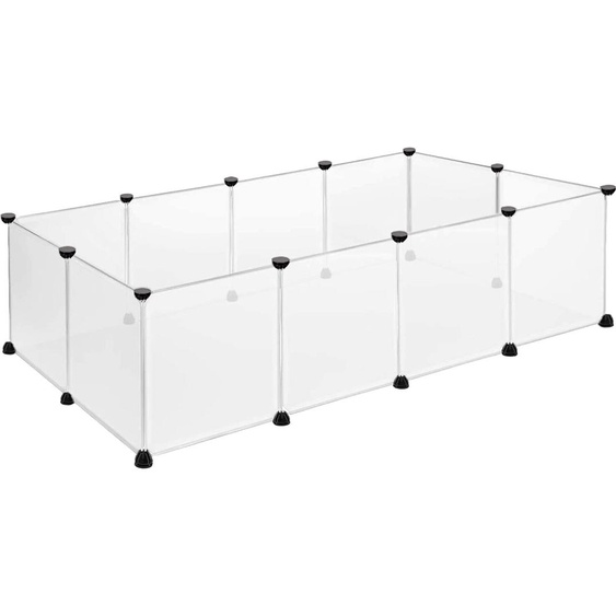 Enclos 12Pcs Parc 145x75x48cm Parc pour chiots Blanc Enclos pour petits animaux 35x45cm par pièce Enclos DIY Extensible sans porte CEEDIR
