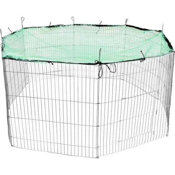 Enclos 204 cm acier avec filet pour lapins & chiots pliable