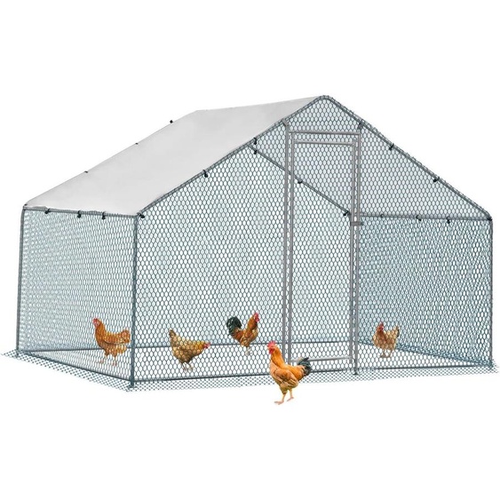 Enclos extérieur ALIGHTUP 2 x 2 x 2 m, poulailler de 4 m² en acier galvanisé, avec auvent