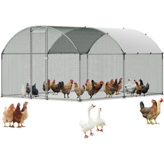 Enclos extérieur pour poules - 3 x 4 x 2 m - Avec couverture - Double toit - Serrure de sécurité - Accessible - Pour poules, canards et lapins - Pour le jardin et la cour