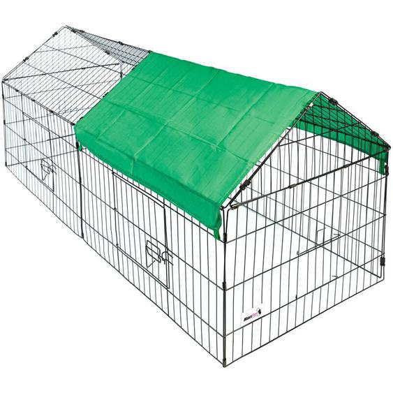 Enclos Lapin 180x75x75 cm - Métal Extérieur - Cage Lapin Intérieur ou Extérieurs - Parc Clapier à Lapin - Toit Amovible + Bache Protection uv Inclus