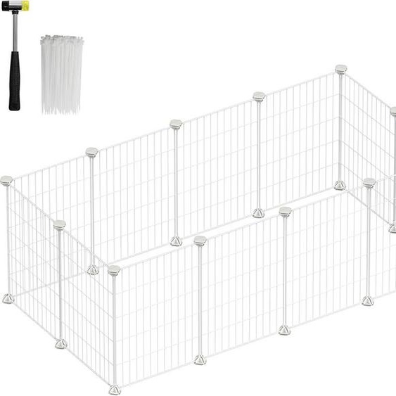 Enclos métallique à monter soi-même pour petits animaux, 123 x 63 x 41 cm, blanc