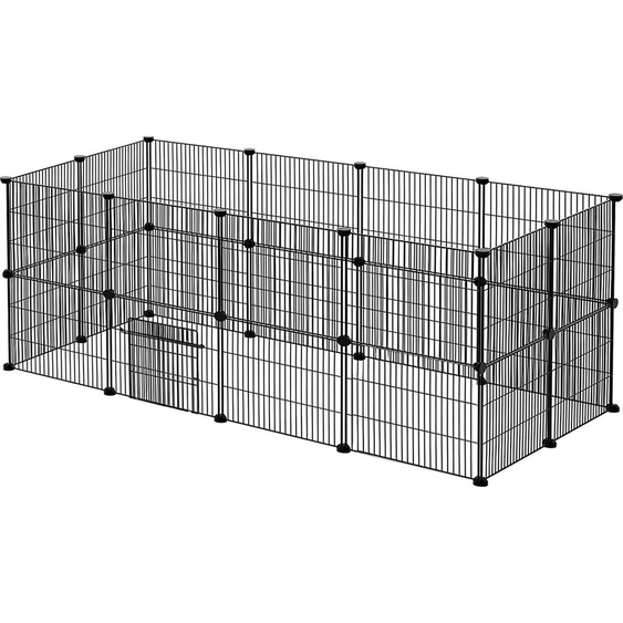 Enclos Parc dexercice 142x72x36cm Parc pour chiots Noir Enclos pour petits animaux 35x35cm par pièce Enclos DIY Extensible 12Pcs CEEDIR