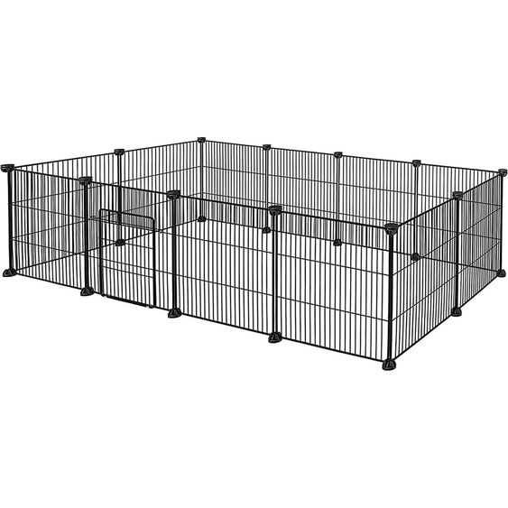 Enclos Parc dexercice 142x72x72cm Parc pour chiots Noir Enclos pour petits animaux 35x35cm par pièce Enclos DIY extensible 24Pcs CEEDIR