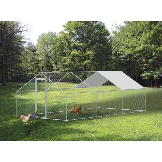 Enclos poulailler 18 m² parc grillagé 6x3 m acier galvanisé - Naturel
