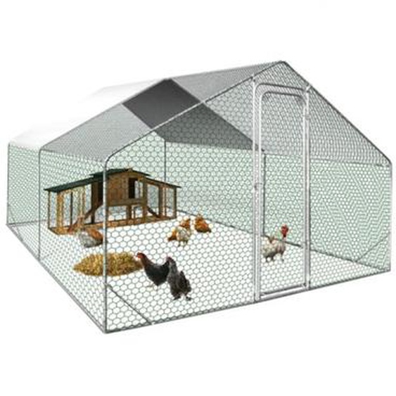 Idmarket - Enclos poulailler 12 m² parc grillagé - 4x3 m - Acier galvanisé - Naturel