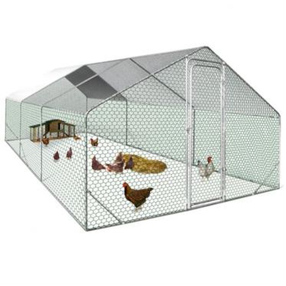 Idmarket - Enclos poulailler 18 m² parc grillagé - 6x3 m - Acier galvanisé - Naturel