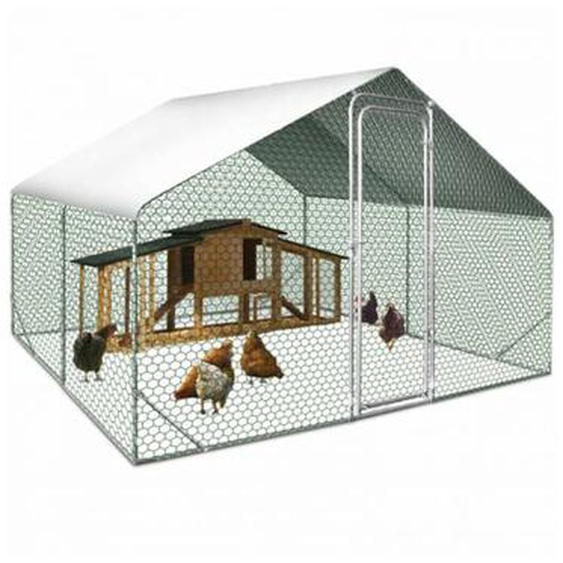 Idmarket - Enclos poulailler 9 m² parc grillagé - 3x3 m - Acier galvanisé - Naturel