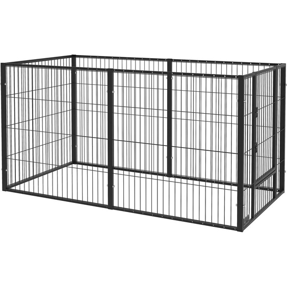 Enclos pour chiens - Parc pour chiots - 6 Panneaux - Réglable - Cadre en acier - 150 x 79 x 81 cm - Noir
