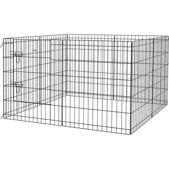 Enclos pour chiots Hauteur 76 cm, 8-LG Enclos pour chiots avec serrure, DIY Enclos pour chiens de taille moyenne, cochons dInde, lapins, métal, noir