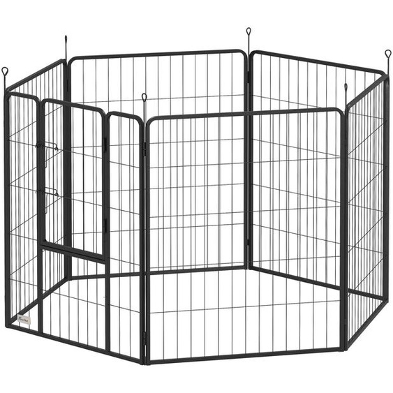 Enclos pour chiots PawHut, hauteur 100 cm, 6 pièces. Enclos pour chien à monter soi-même, en acier, gris