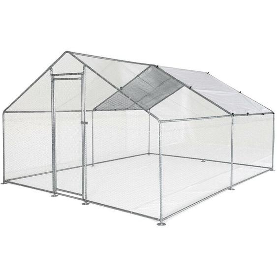 Enclos pour poulailler en acier galvanisé. toit imperméable et anti UV. porte avec loquet 12 m²