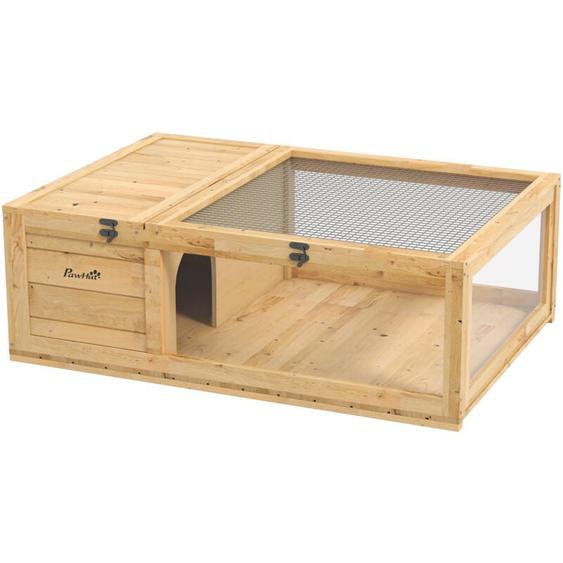 Pawhut - Enclos pour tortue - parc pour tortue - niche, enclos extérieur, toits ouvrants verrouillables - plexiglas métal sapin pré-huilé
