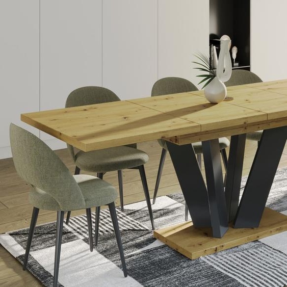 Endo-Möbel Table de salle à manger extensible Alex 130cm - 210cm stable Table à colonne Kulissentisch (Chêne Artisan)