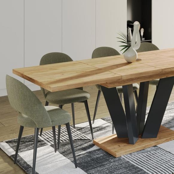 Endo-Möbel Table de salle à manger extensible Alex 130cm - 210cm stable Table à colonne Kulissentisch (Chêne Craft)
