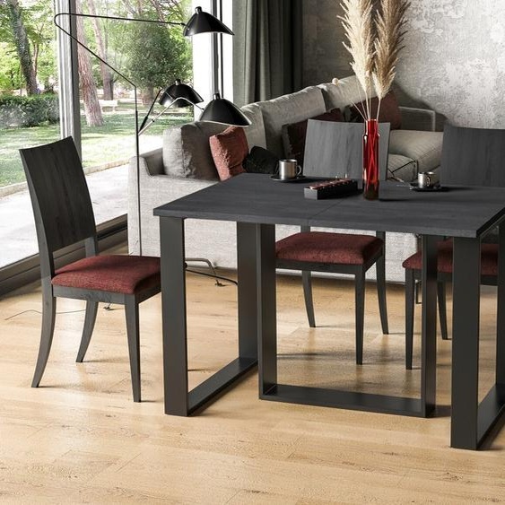 Endo-Möbel Table de salle à manger extensible Borys 130cm - 330cm piètement traîneau traîneau métal Kulissentisch (Beton Dunkel)