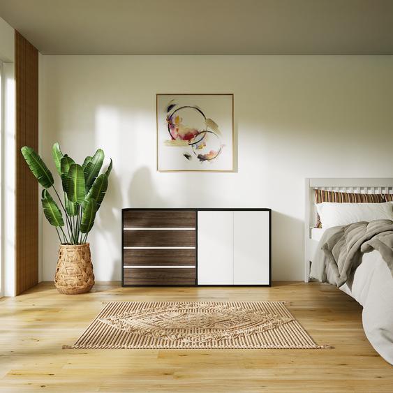 Enfilade - Blanc, design, buffet, avec porte Blanc et tiroir Effet noyer - 151 x 79 x 34 cm