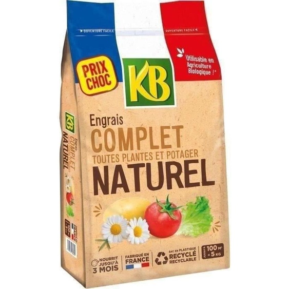Engrais complet 5 kg - Fertilise jusquà 3 mois - Suffit pour jusquà 100 m²