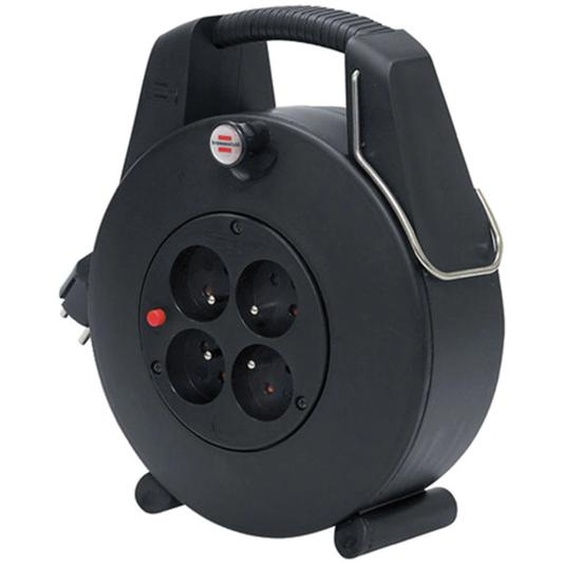 Enrouleur électrique domestique Confort-Line Brennenstuhl, Design-Box 4 prises, câble 20m H05VV-F 3G1,0, coloris noir