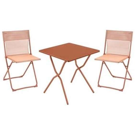 Ensemble 1 table carrée, 2 chaises pliantes ultra-compactes - Balcony - Acier