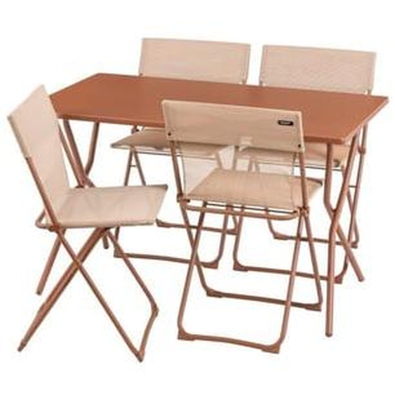 Ensemble 1 table rectangle, 4 chaises pliantes ultra-compactes - Balcony - Acier