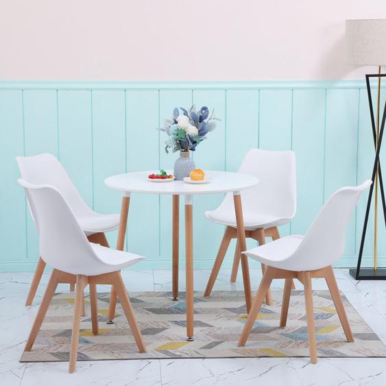 Ensemble 5 pièces 1 table blanche 4 chaises blanches Cuisine Ensemble Table et chaises pour Salle à Manger Design élégant
