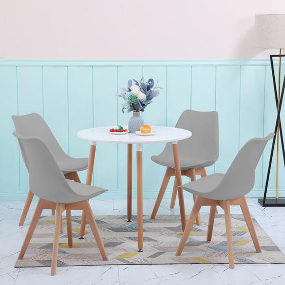 Ensemble 5 pièces 1 table blanche 4 chaises grises Cuisine Ensemble Table et chaises pour Salle à Manger Design élégant