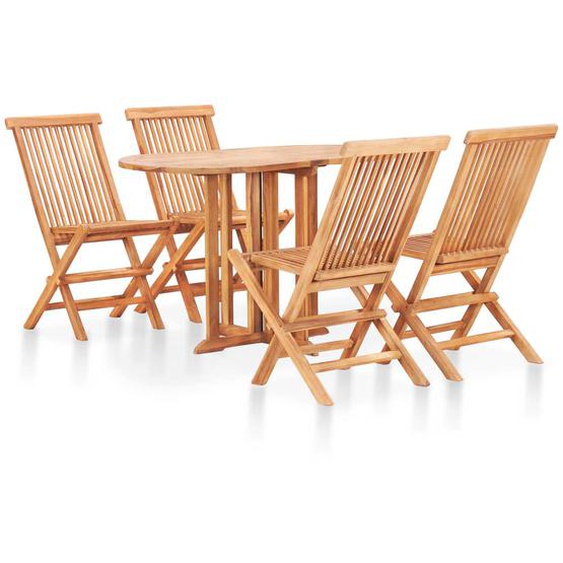 Ensemble à manger dextérieur pliable 5 pcs Bois solide de teck