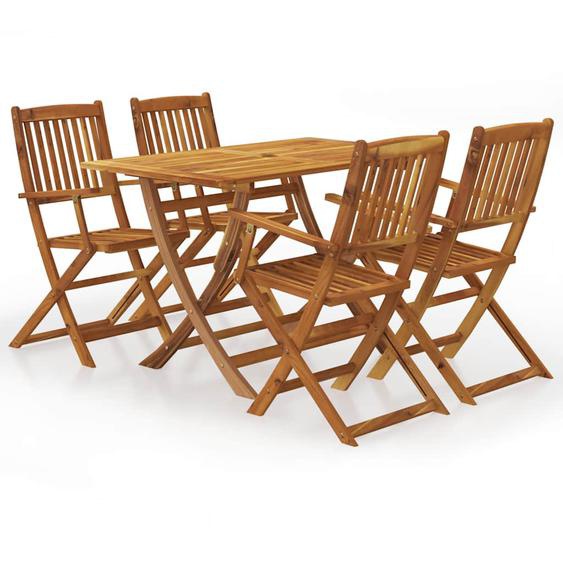 Ensemble à manger dextérieur pliable 5pcs Bois dacacia solide