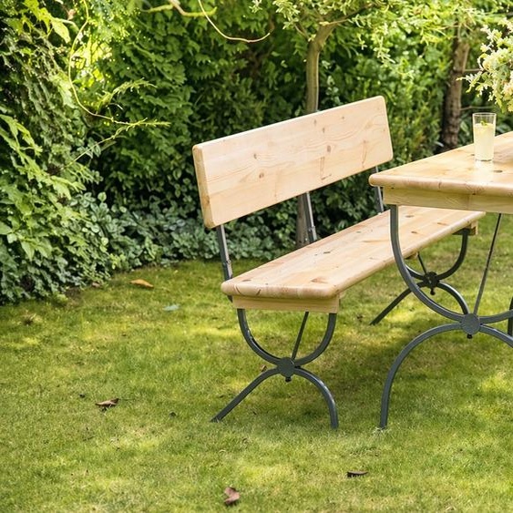 Ensemble brasserie BAVORD DE LUX II 180x60cm - pin massif - table + bancs avec dossier - Bois clair