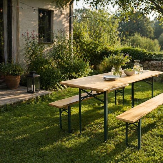 Ensemble brasserie BAVORD PREMIUM 220x70cm - pin massif - table + bancs