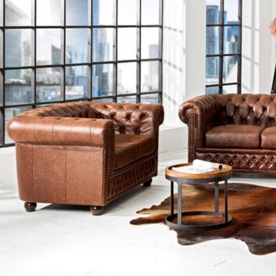 Ensemble Canapé 3+2 places Nouveau Set Canapés Design Coussins Canapé Cuir Chesterfield