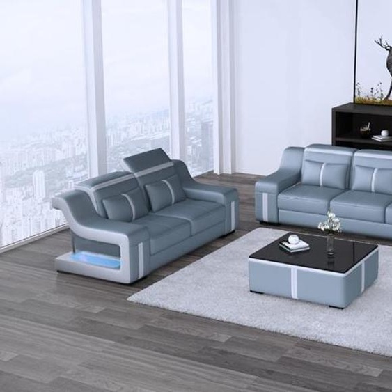 Ensemble Canapé Canapé rembourré Set 3+2 Cuir Canapés Groupe complet Nouveau