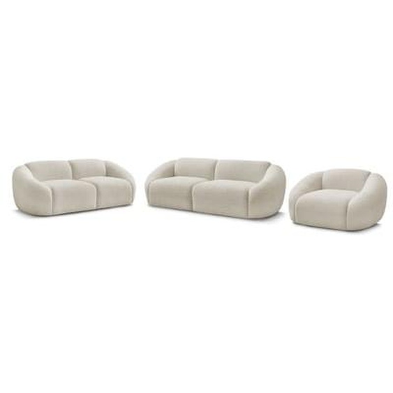 Ensemble canapé droit fixe 3 + 2 places + fauteuil TINA tissu bouclette