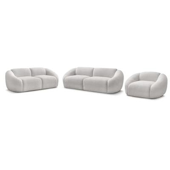 Ensemble canapé droit fixe 3 + 2 places + fauteuil TINA tissu bouclette